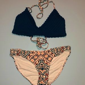 Xhilaration Bikini size Medium. Blue knit top colorful bottoms